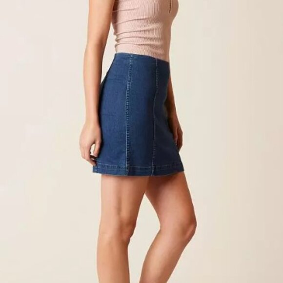 Free People - Modern Femme Denim Stretch Skirt - Size 8 - Picture 2 of 7